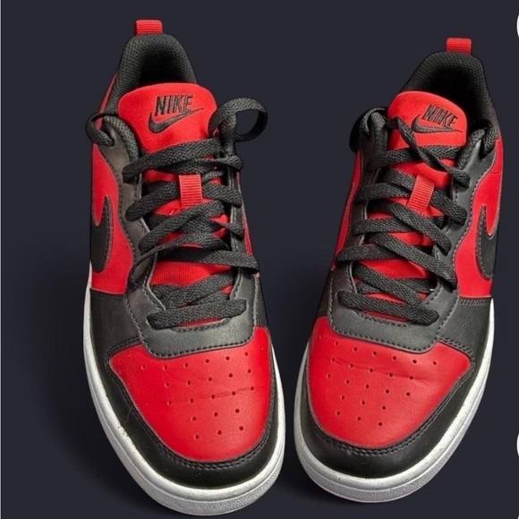 Nike Red and Black Sneakers with Textured Upper and White Midsole - Picture 1 of 3